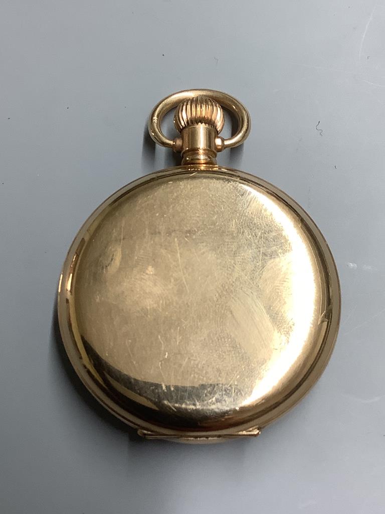 A gold plated Waltham hunter pocket watch.